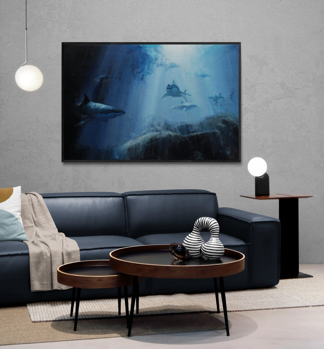Great white shark original oil painting