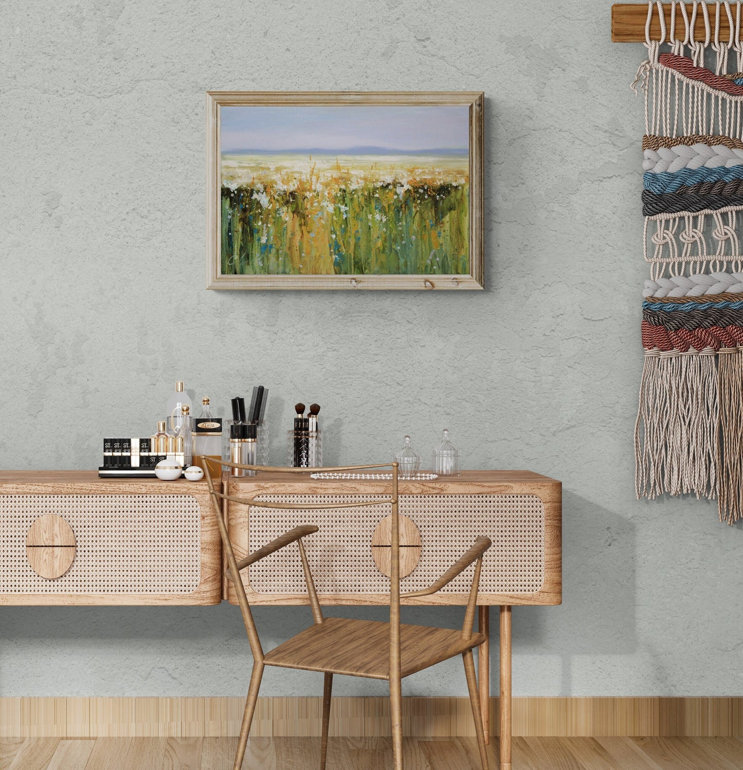 Field of flowers oil painting, countryside painting, meadow painting, summer artwork, canvas art natural landscape,field of flowers wall art