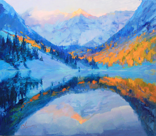 Maroon Bells Colorado - Original landscape painting Colorado mountains textured Oil painting Colorado wall art