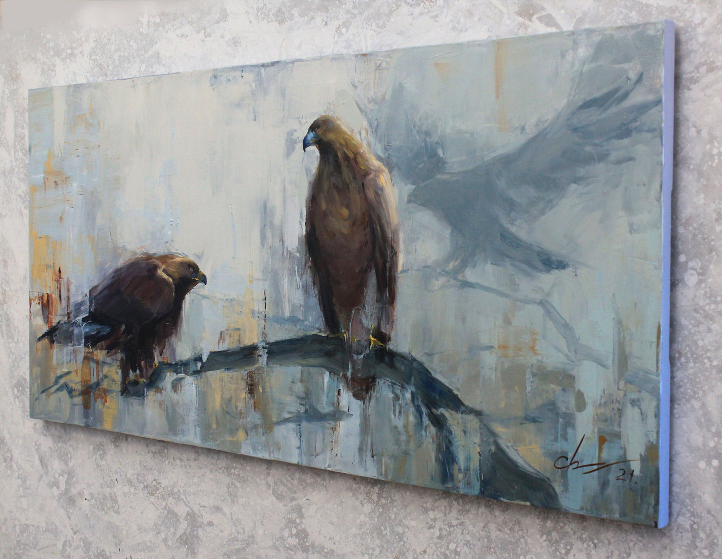 Eagle Painting oil Bird Of Prey Eagle Artwork Large size Animal impressionist Fine art painting Wall home decor Living room