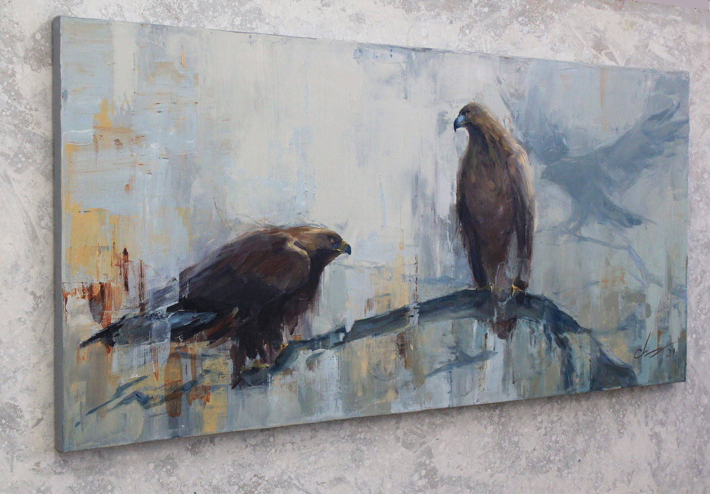 Eagle Painting oil Bird Of Prey Eagle Artwork Large size Animal impressionist Fine art painting Wall home decor Living room