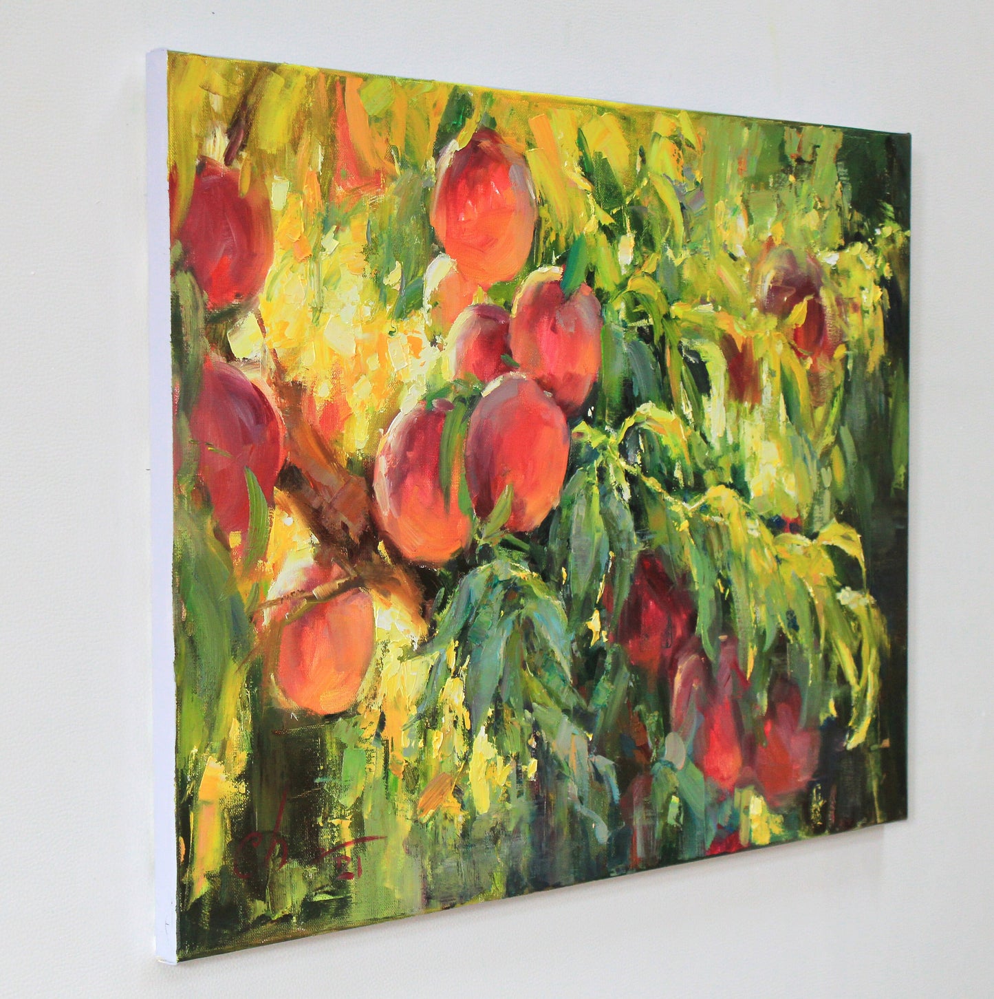 Peach tree wall art, fruit oil painting, peaches art, fruit wall art, impressionist painting, original kitchen painting, custom oil painting