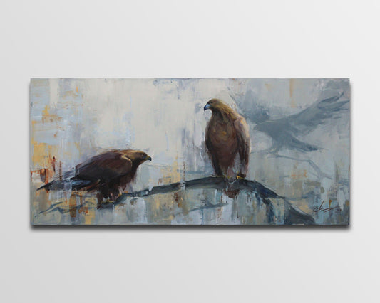 Eagle Painting oil Bird Of Prey Eagle Artwork Large size Animal impressionist Fine art painting Wall home decor Living room